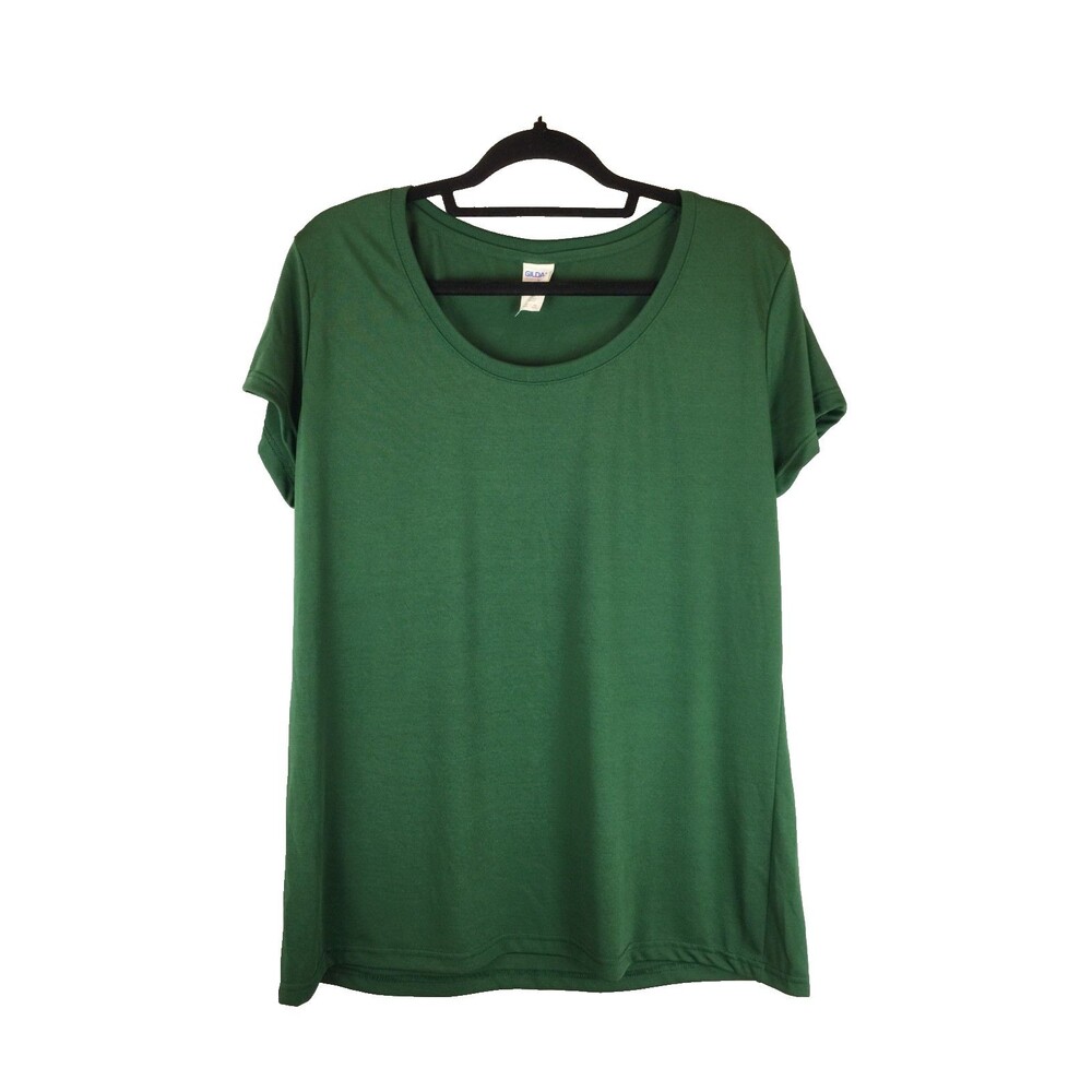 GILDAN Women's T Shirt Green Performance Short Sleeve Casual Active Size XL